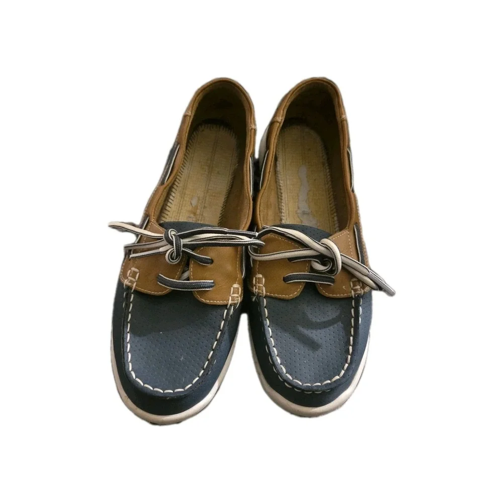 Men's Size 8 Blue Brown Boat‎ Shoes Casual Moc Toe Comfort Loafers Unbranded